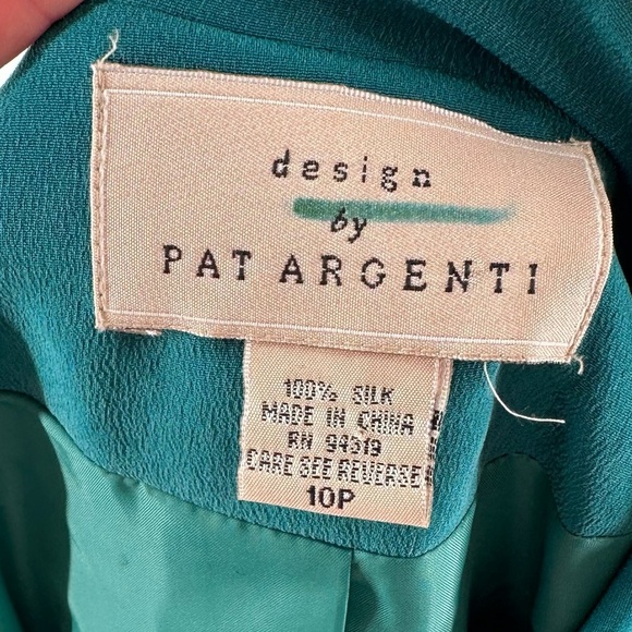 Design by Pat Argenti blazer 10P blue teal 100% silk vintage 80s 90s Corpcore - Picture 9 of 13